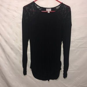 Lace Accented Long Sleeve Shirt